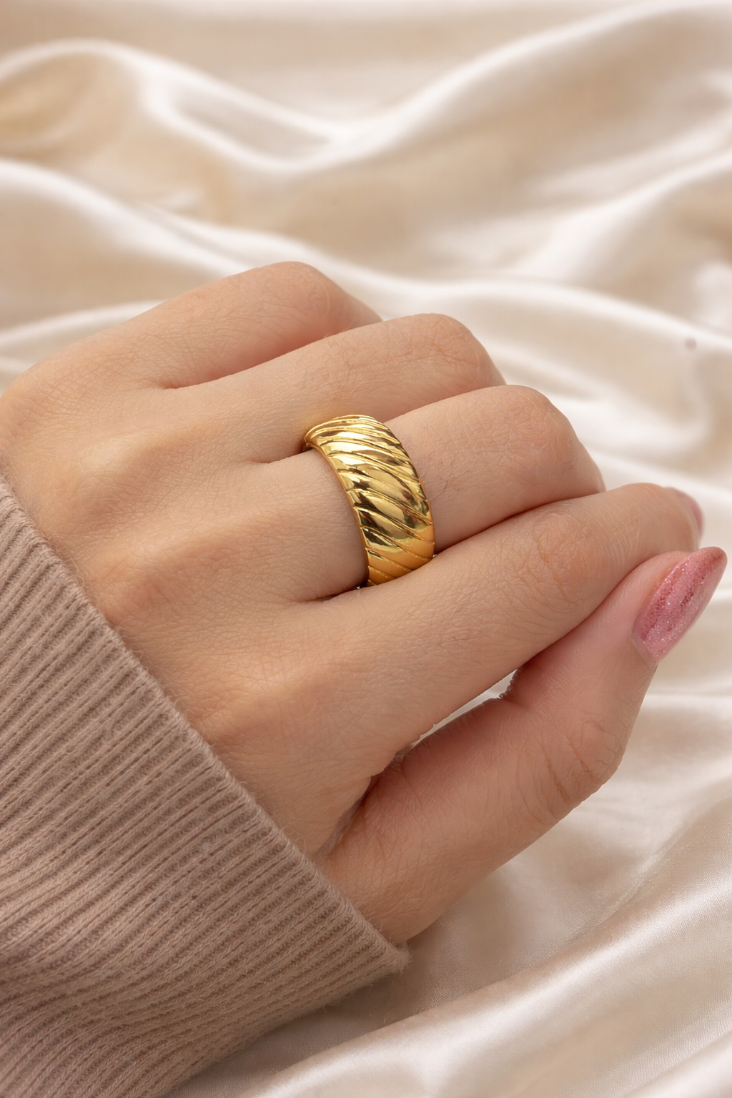 Spiral Gold Adjustable Ring