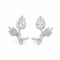 Anti-tarnish crystal floral clip-on earrings with pear-shaped stones and sparkling flower detailing for women
