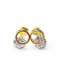 Anti-tarnish gold crystal clip-on earrings for women featuring round sparkling stones and an elegant gold-tone setting