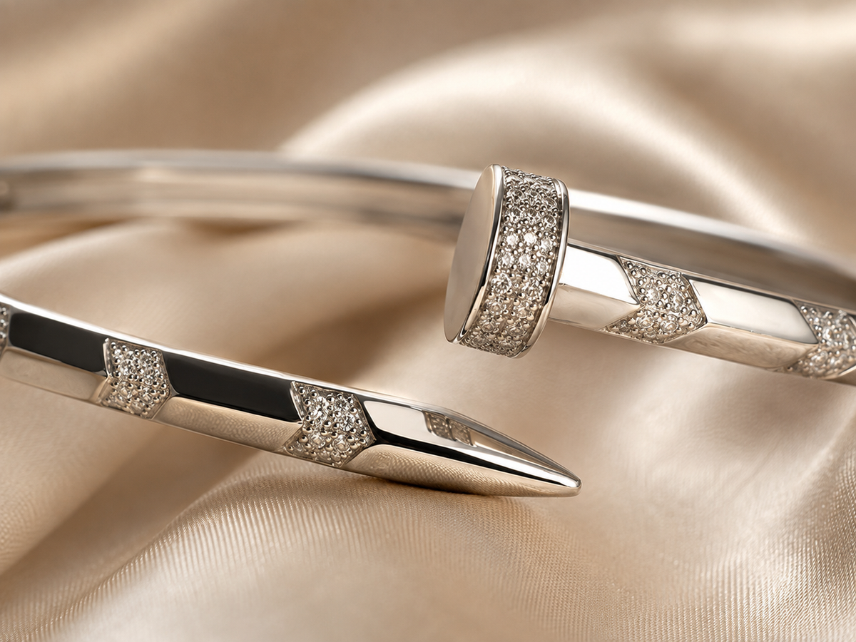 Anti-tarnish silver stone bracelet for women featuring a sleek metallic finish and delicate sparkling stone details