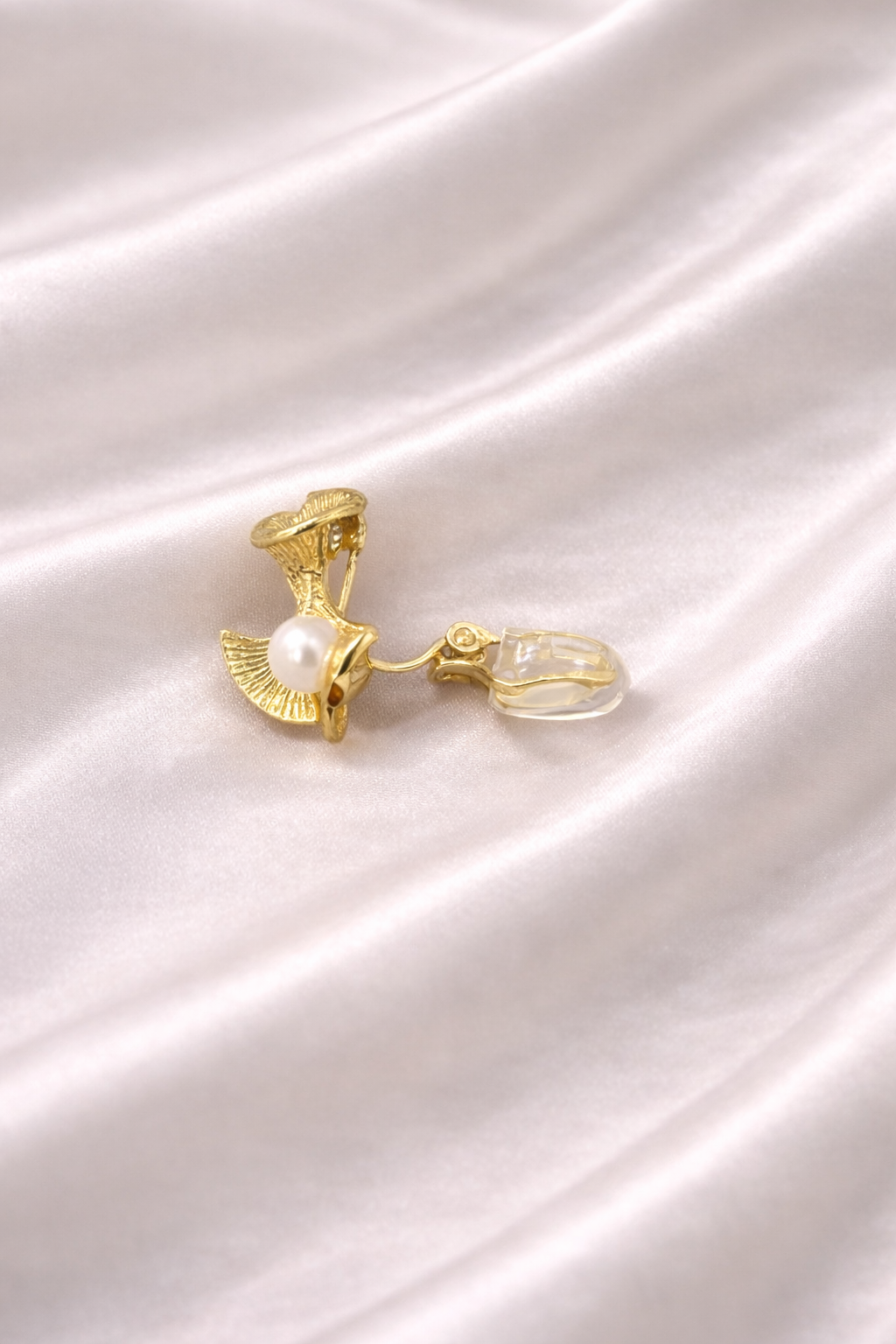 anti-tarnish pearl stud earrings for women gold floral design comfort jewellery by Ashaarya