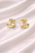 anti-tarnish pearl stud earrings for women gold floral design comfort jewellery by Ashaarya