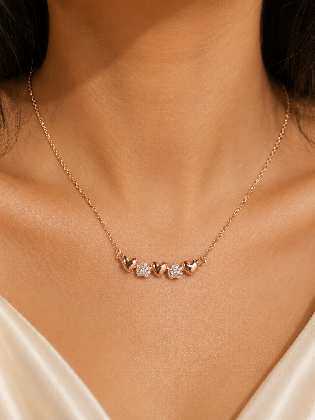 Heartstrings Necklace by Ashaarya worn on model showcasing elegant everyday styling