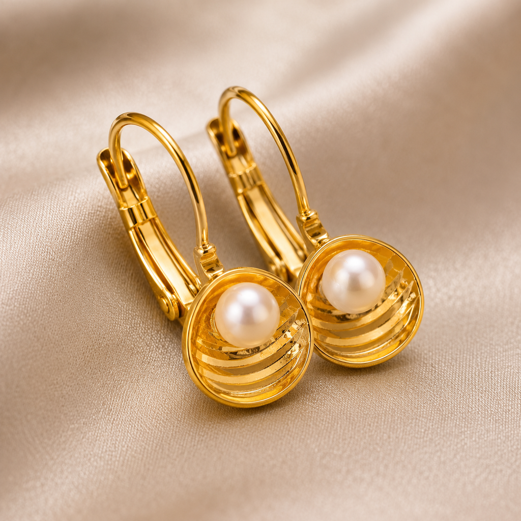 Pearl Tide Hoop Earrings by Ashaarya showcasing lightweight pearl earrings, hoop earrings and everyday comfort jewellery