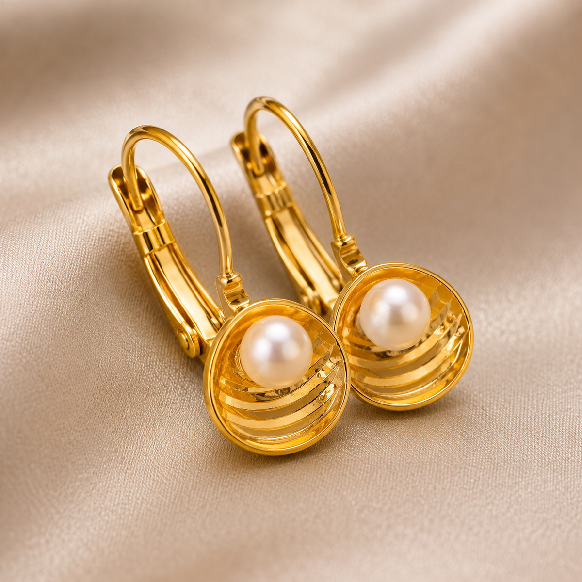 Pearl Tide Hoop Earrings by Ashaarya showcasing lightweight pearl earrings, hoop earrings and everyday comfort jewellery